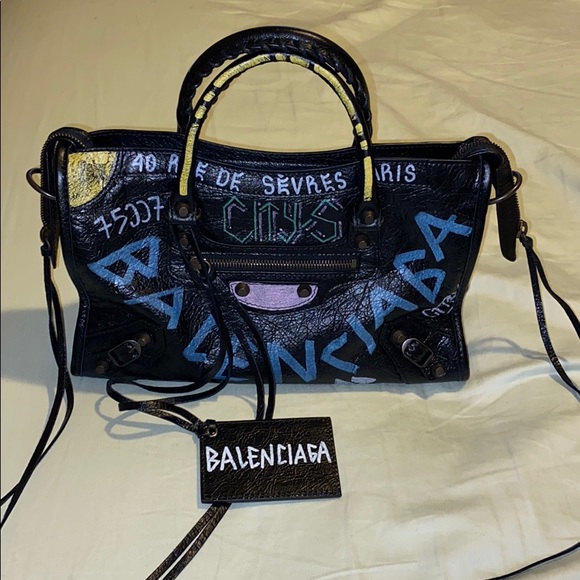 Balenciaga Handbags - Balenciaga graffiti small city clas…